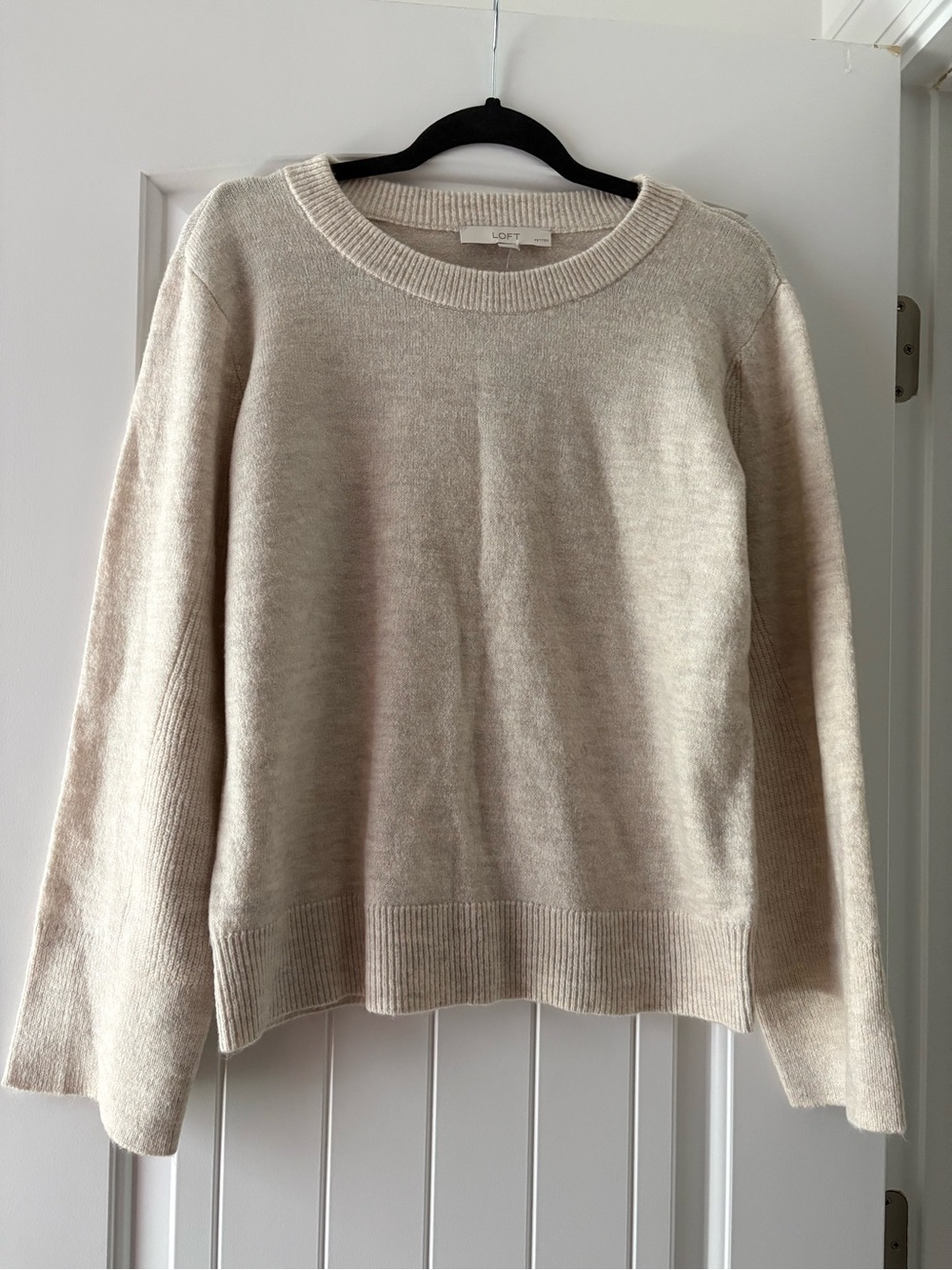 LOFT Petites Large Beige Crewneck Sweater NWT Casual Minimalist Classic